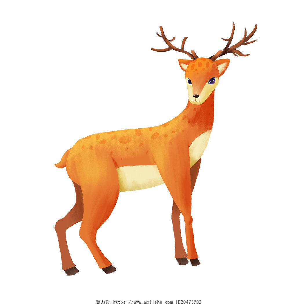 卡通麋鹿插画森林动物png素材麋鹿元素